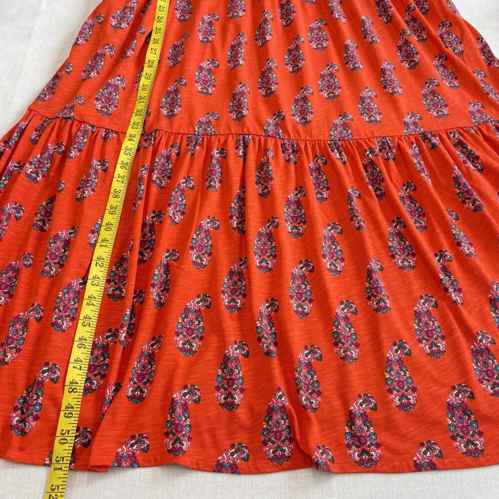 Boden Paisley Maxi Dress US 14 Red Sleeveless Tiered Pockets Cotton Blend NWT - Picture 9 of 10